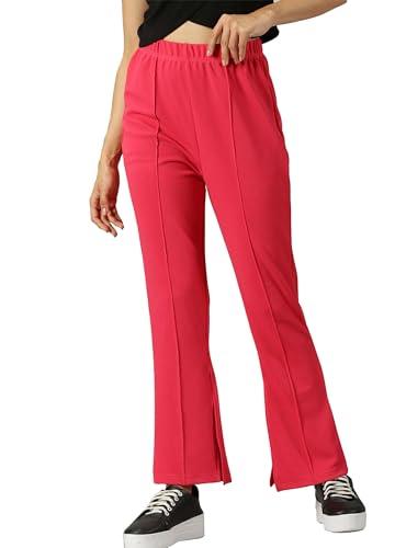 ausk women trouser || bell botton with slint cut trouser for women (color-pink)