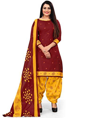 rajnandini women's cotton printed unstitched salwar suit material (maroon)