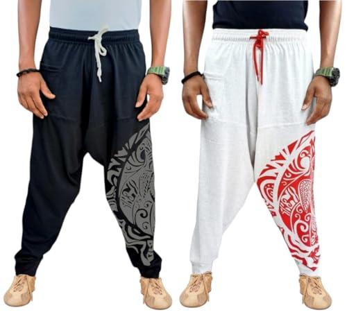 unisex harem pants (trousers) for adults (pack of 2) white black