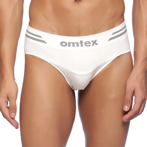 omtex athletic vseamless stretchable brief full covered with cup pocket, ideal for workout and sports quick dry moisture wicking underwear white - x-large