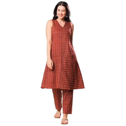 globus women kurta sets (3641425003_maroon_l)