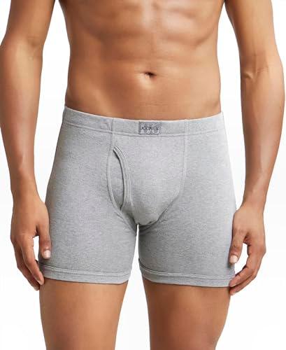 jockey men's cotton boxer brief (pack of 1) (8008-0105-gryml_grey melange_xx-large_grey melange_2xl)