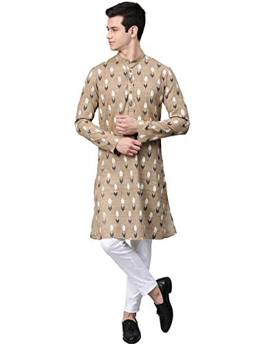 see designs beige & white cotton regular fit printed kurta set_sdmdwkt83701s