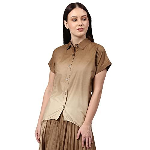 campus sutra women solid casual shirts (sss22shrt_pnhs03_w_pln_br_l)