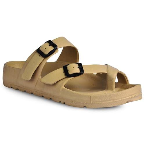 paragon men's beige sliders | trendy sliders with cushioned & durable anti-skid construction | waterproof & lightweight, perfect for everyday casual wear