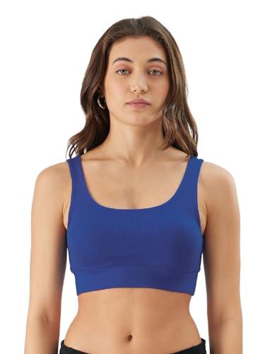 the souled store solids: electric blue women and girls pull on cotton blend bralette top