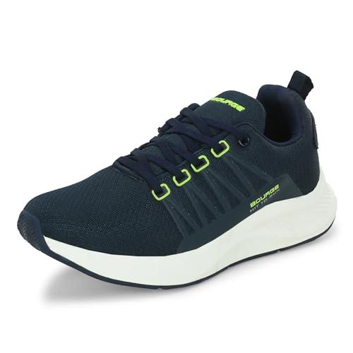 bourge men's thur23 running shoes, navy and p.green, 10