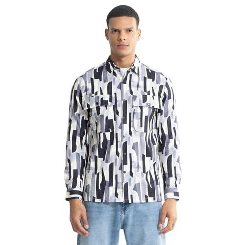 snitch brand white abstract print jacket