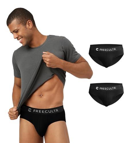 freecultr men's underwear | micromodal elastane stretch solid brief with ultrasoft classic waistband pack of 3 black-3xl