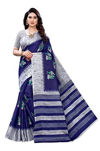 yashika women's art silk saree with blouse piece (naurta navy_navy)