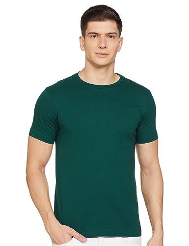 amazon brand - symbol men's cotton t shirt | round neck | half sleeve | plain - regular fit (available in plus size) (evergreen_xl)