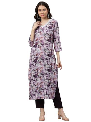 anni designer women's cotton blend straight printed kurta with pant (southz purple-nw_l_wine_large)