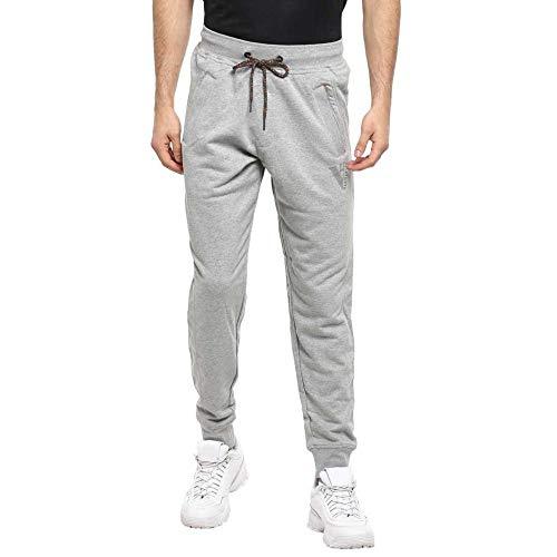 van heusen athleisure men regular fit joggers - cotton rich - smart tech, easy stain release, anti stat, ultra soft, moisture wicking_50044_grey melange_m