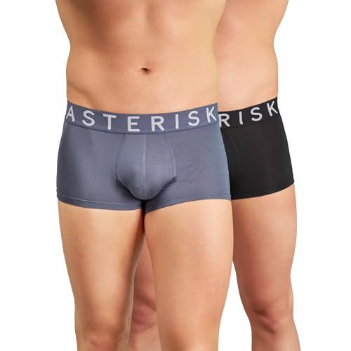 asterisk men's micro modal trunk - ultimate comfort and modern - pack of 2 - cynical black & stone blue - m