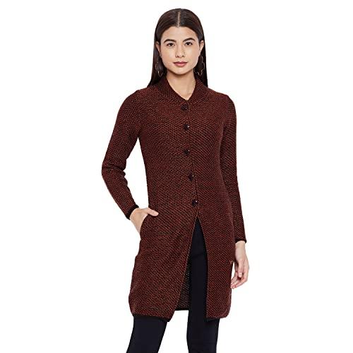 duke women full sleeve long cardigan_sds949_coffee_m