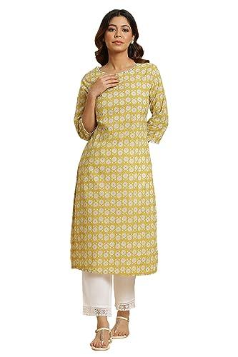 w for woman yellow abstract printed straight kurta_23auw10254-122847_s