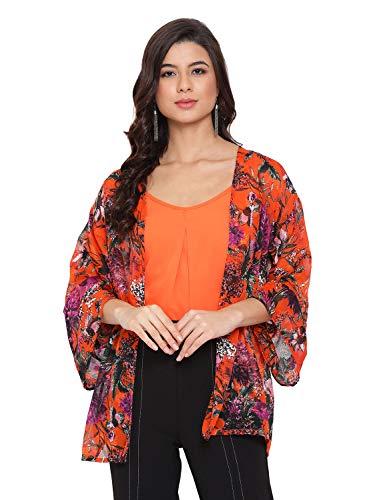 oxolloxo women printed 3/4th sleeve shrug with cami (large)