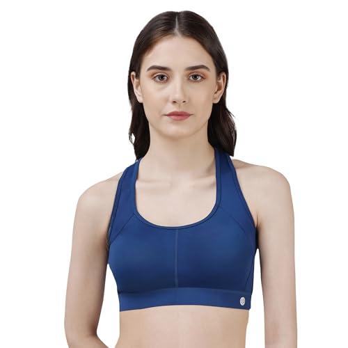 soie women low impact removable pads non wired sports bra deep blue