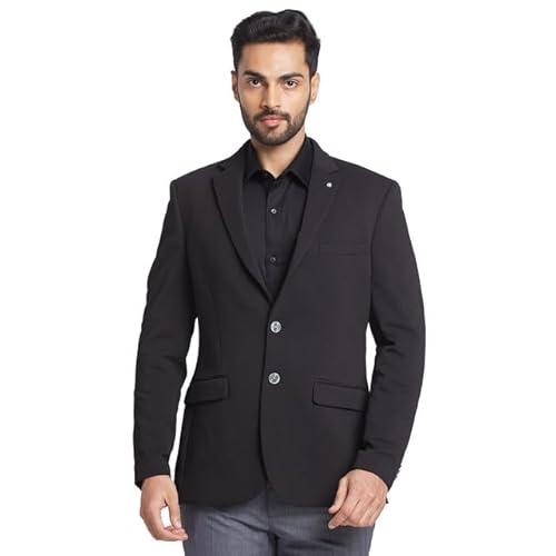 raymond men's contemporary fit terylene blend structure pattern notch lapel full sleeve formal jacket