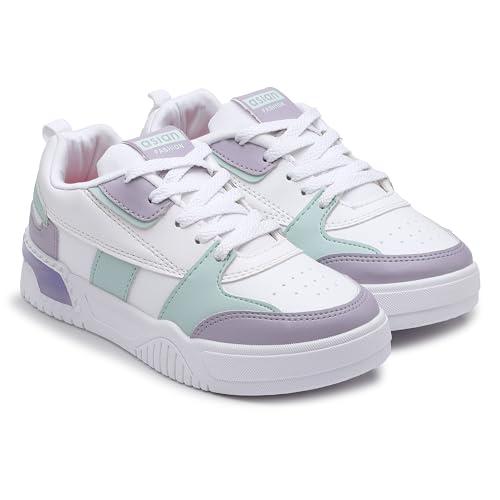 asian women's paradise-01 white casual sneaker shoes with ultra soft cushion lightweight lace-up shoes for women's & girl's