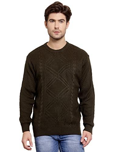 style quotient men olive green cable knit pullover(aw21sqadam_olv-m)