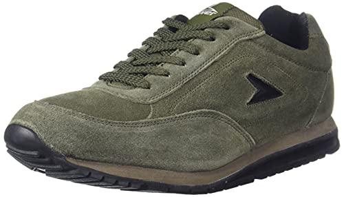 power men's extreme leather running shoes (8337894_olive_9 uk)