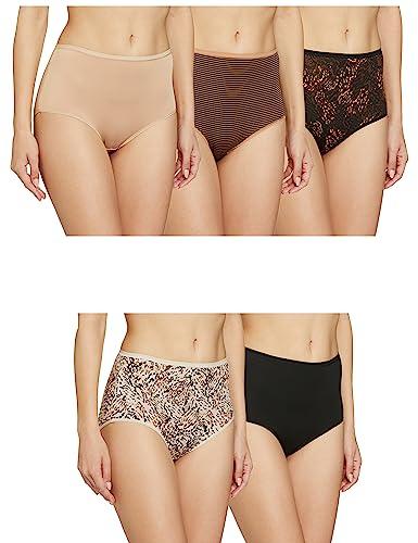 marks & spencer womens polyester printed pack of 5 full briefs (s) brown