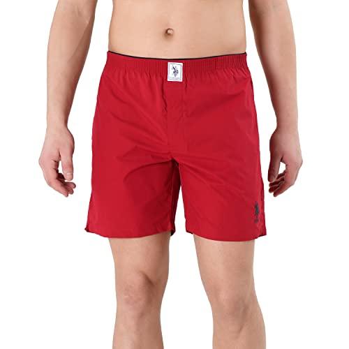 u.s. polo assn. mens pure cotton brushed elastic i108 boxers - pack of 1 (red l)