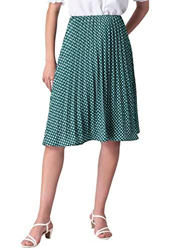 faballey polyester green pleated satin abstract midi skirt