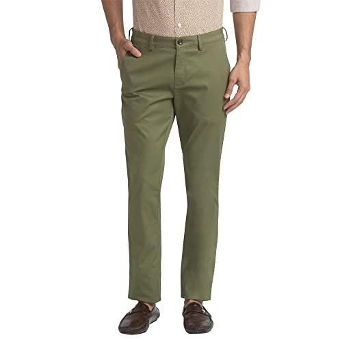 colorplus contemporary fit medium green trouser for men