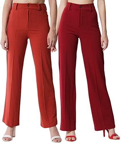 kotty women regular fit multicolor viscose rayon trousers