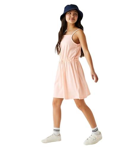 marks and spencer girl's cotton fit and flare above the knee dress (t749792epeach_peach