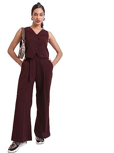 ketch polyester blend women western casual fit co-ord set standard length playwear dress (khce000065_plum_l)