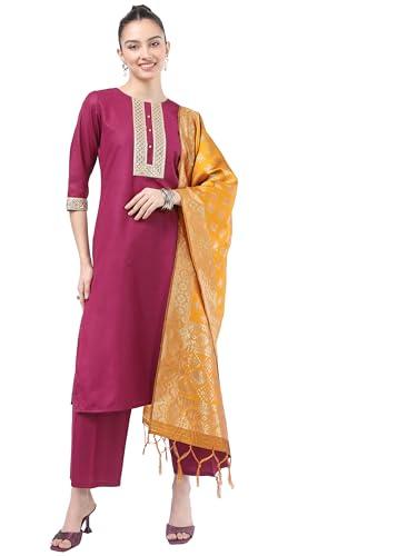 ketch women's polyester kurta set (khk3000278_fuschia