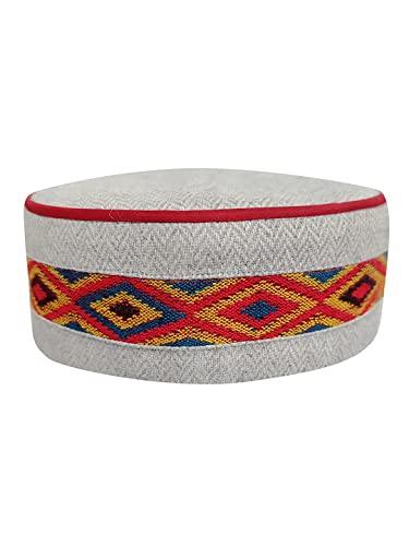 vastraa fusion unisex woolen kullu cap (pack of 1) (ts0332_striped rectangle plus pattern_free size)