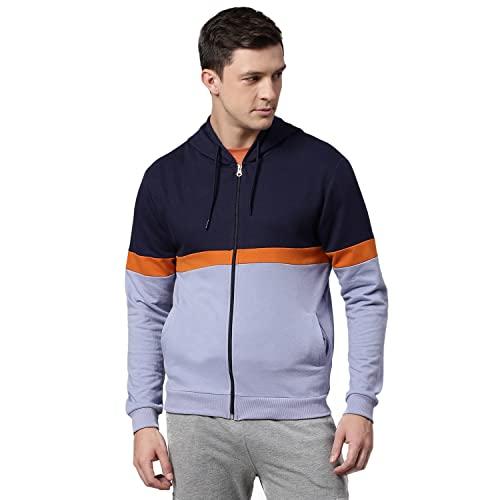 high star men's polycotton neck hooded sweatshirt (hsmsss3494_blue