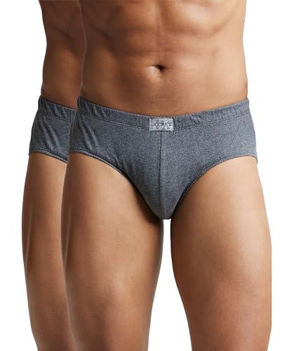 jockey men's super combed cotton poco briefs with durable concealed waistband (pack of 2) 8035_charcoal melange_l