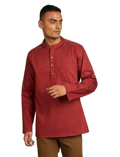 amazon brand - symbol men's cotton regular casual kurta (symethskur-2_sun dried tomato_2xl)