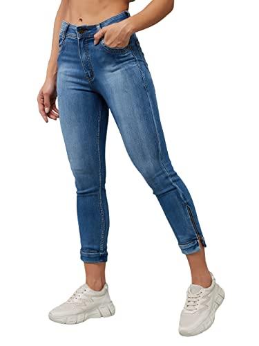 dolce crudo women's blue skinny fit high rise ankle length denim stretchable jeans (doss23den99-58-115-32, blue, 32)