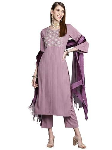 varanga women's silk blend kurta set (nv_vskd161_mauve