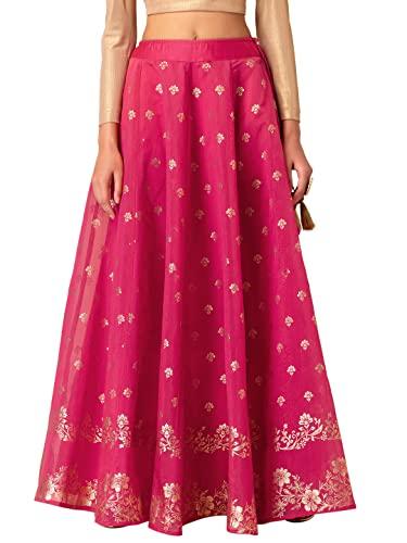 indya x samant chauhan hot pink foil print lehenga skirt