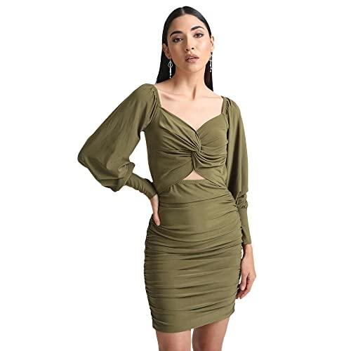 kazo women's polyester fit and flare mini dress (124139_green