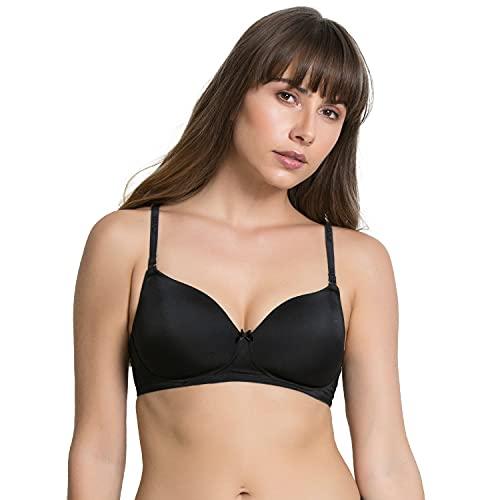 zivame women's rayon medium padded wire free t-shirt bra (zi1131-anthracite_black_34b_black_34b)