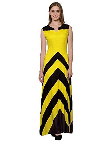 patrorna women's empire maxi dress (pt10a01_black:yellow_2xl)