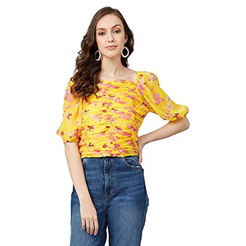 rare women's floral slim blouse (ep7010_yellow medium)