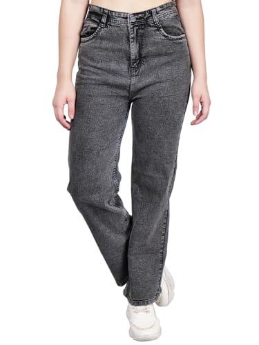 zxn clothing women's reguler fit modern regular high rise strechable solid clean look jeans- dark grey