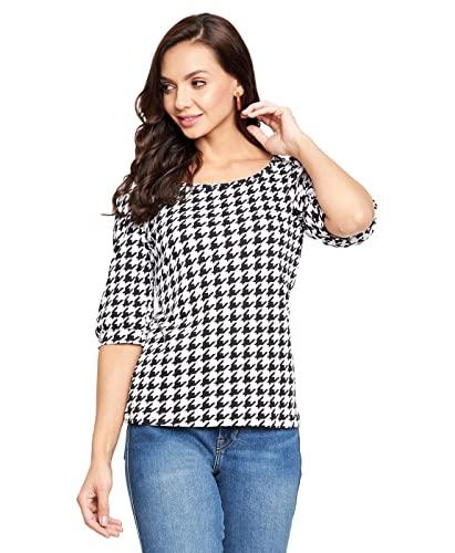 uptownie lite women's printed square neck top (black 3,extra large)