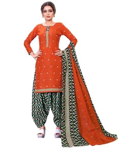 rajnandini women's orange cotton blend printed unstitched salwar suit material (joplvsm4187)