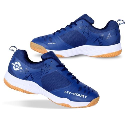 nivia hy-court 2.1 badminton shoes for men | ultimate footwear for court mastery | padel shoes | pickleball shoes | non-marking court shoes | unleash your full court potential | (navy blue) | size uk10