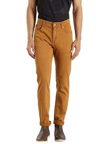 indian terrain men's blue cotton slim fit casual denim trousers